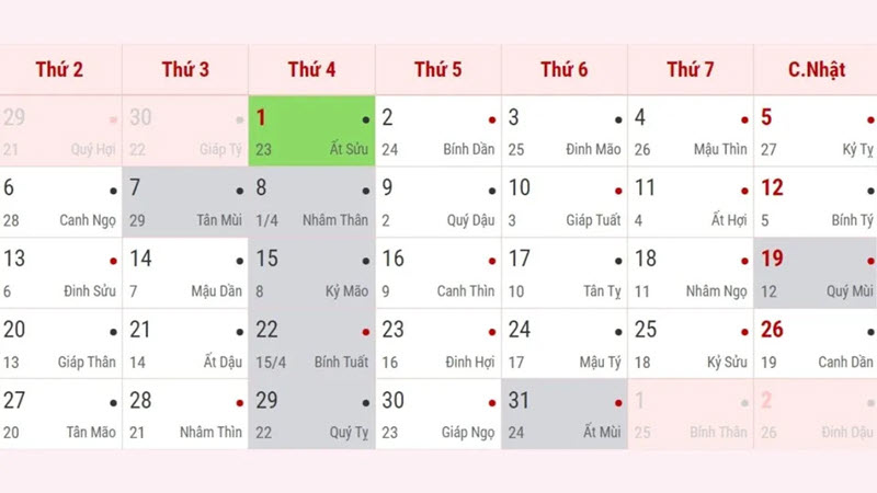 Lịch âm dương 2024 - Lịch âm hôm nay đầy đủ, chi tiết, chính xác nhất