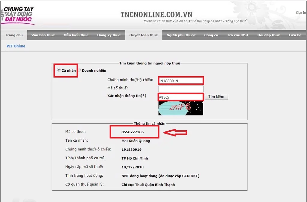 Tra Cứu Mã Số Thuế Cá Nhân Online tại Tracuunnt.gdt.gov.vn