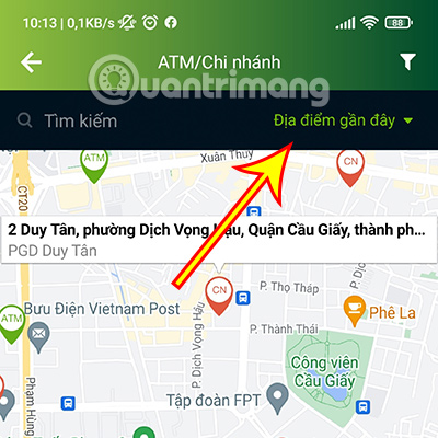 Hướng dẫn cách tìm ATM Vietcombank gần bạn