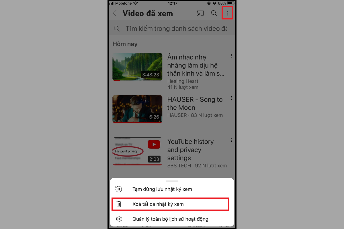 Xóa hết tất cả phim đã xem trên YouTube - Chỉ 1 nút chạm loại bỏ sạch mọi dữ liệu