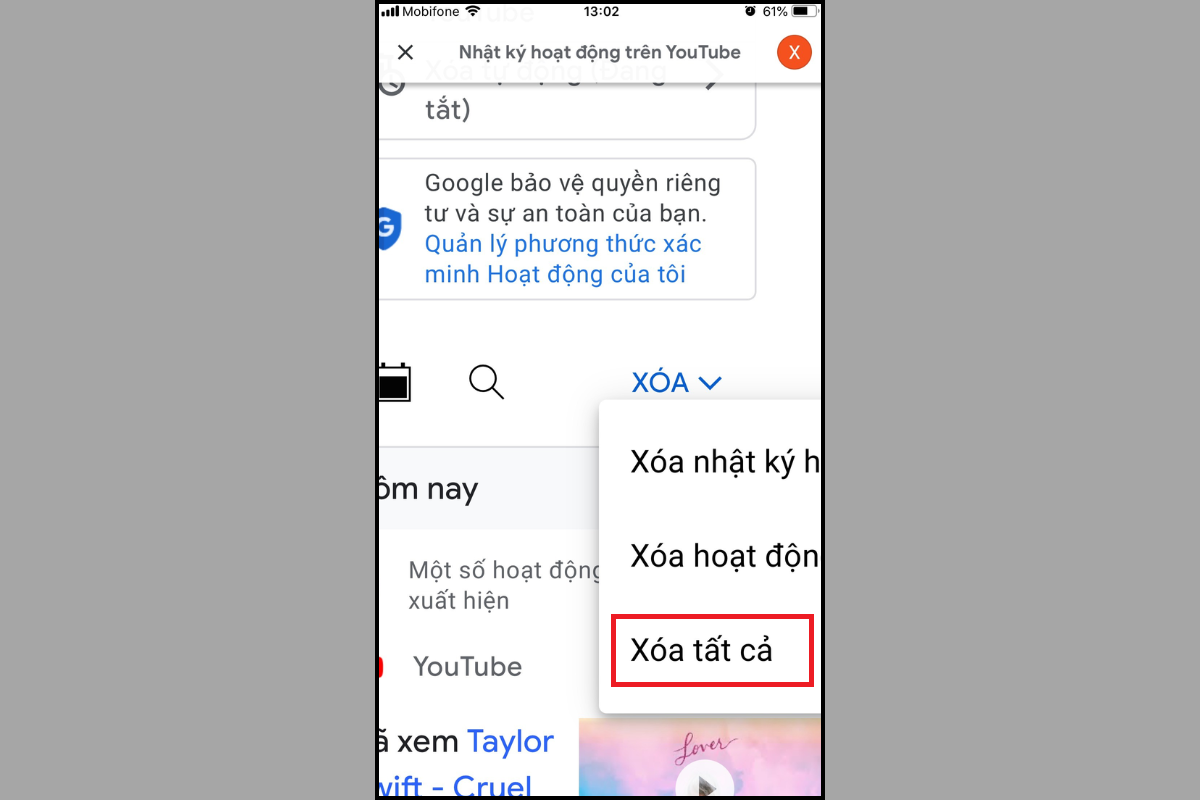 Xóa hết tất cả phim đã xem trên YouTube - Chỉ 1 nút chạm loại bỏ sạch mọi dữ liệu