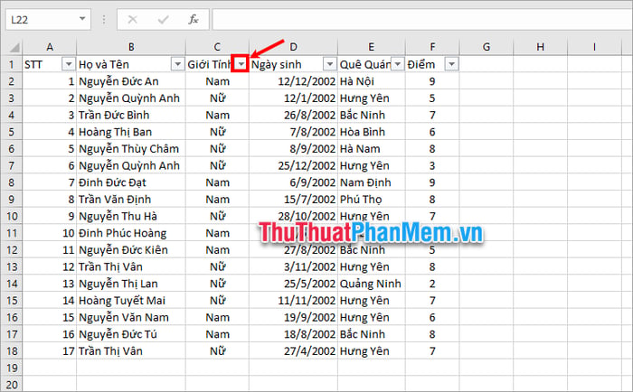 Bí quyết tạo nút lọc trong Excel