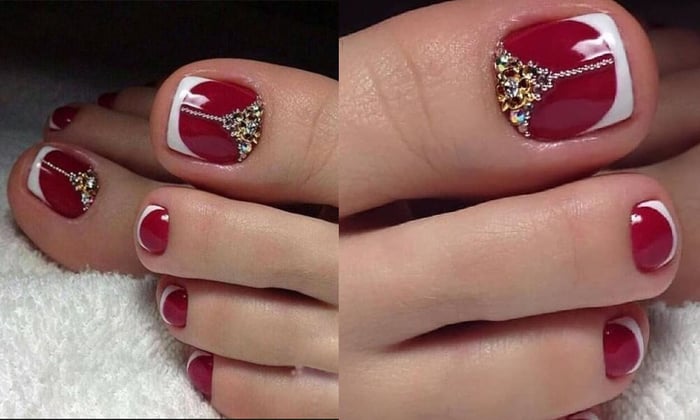 Danh sách Top 30+ Mẫu nail sơn móng chân màu đỏ rượu quyến rũ, 'chanh sả'