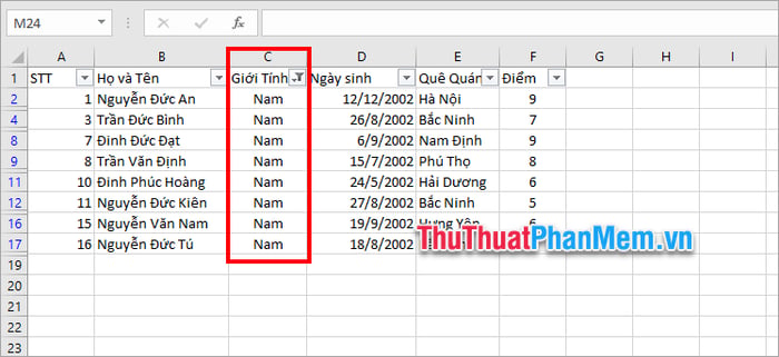 Bí quyết tạo nút lọc trong Excel