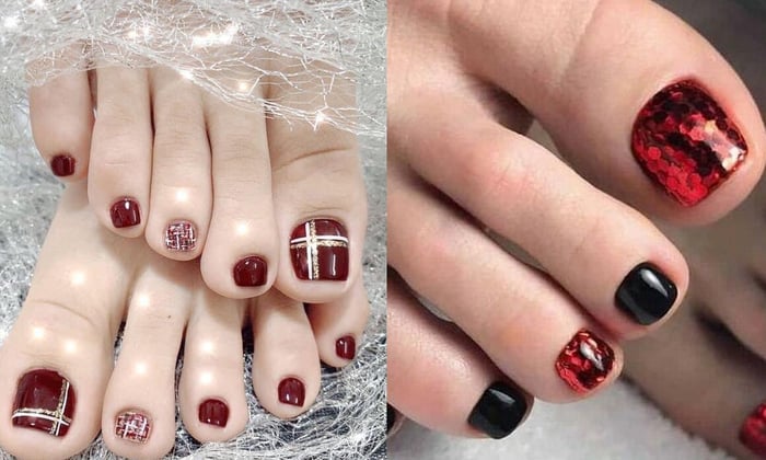 Danh sách Top 30+ Mẫu nail sơn móng chân màu đỏ rượu quyến rũ, 'chanh sả'