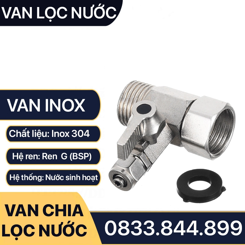 Van Chia Máy Lọc Nước, Van Chia Ngã Ba Máy Lọc Nước Ống 10 - Inox 304