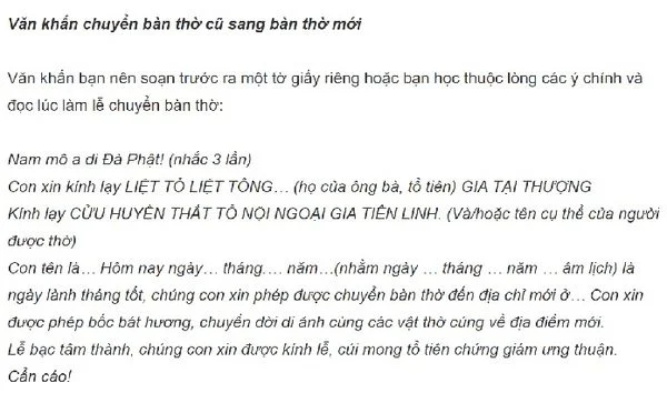 Hướng dẫn thủ tục thay bàn thờ mới bỏ bàn thờ cũ chi tiết, chính xác